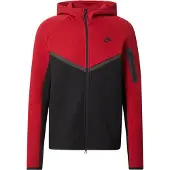 Nike Sudadera con cremallera 'Tech Fleece' gris oscuro / rojo / negro