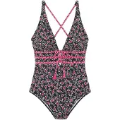LASCANA Traje de baño magenta / negro / blanco