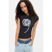 Desigual , Camiseta Estampada Floral, Mujer, Algodon, Negro, L