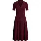 Ralph Lauren Vestido de punto rojo oscuro