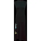 Desigual , Vestido Flores Asimétrico, Mujer, Algodon, Negro, XL
