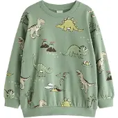 Lindex Sudadera 'Dino' marrón oscuro / caqui / menta / blanco