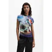 Desigual , Camiseta Estampada, Mujer, Azul, M