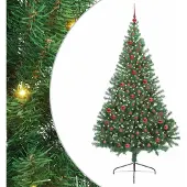 Syfax Árbol de Navidad Artificial Preiluminado Verde 210 cm PVC