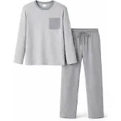 PANTONECLO Pijama largo 'Men’s Night Wear Long Set' gris