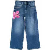 Desigual , Pantalón Vaquero Floral Culotte, Mujer, Algodon, Azul, 34