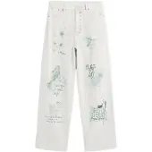 Desigual , Pantalón Vaquero Estampado balloon, Mujer, Algodon, Blanco, 36