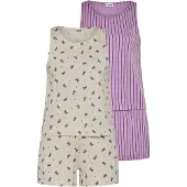 LASCANA Pijama de pantalón corto beige / lila / negro