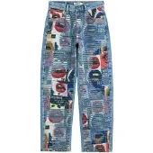 Desigual Vaquero azul denim / verde oscuro / melón / blanco