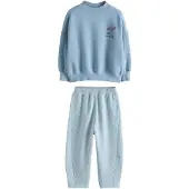Next Conjunto azul / marrón castaño / blanco
