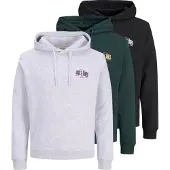 Jack & Jones Sudadera 'JJAERO' gris claro / rojo / negro