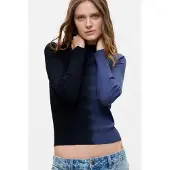 Desigual , Jersey Bicolor Canalé, Mujer, Azul, XS