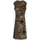 Desigual , Vestido Estampado floral, Mujer, Poliester, Negro, XL
