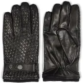 Howard London Guantes con dedos 'Leather Braided Gloves Axel Black' negro