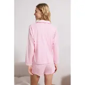 Trendyol Pijama de pantalón corto rosa claro / blanco