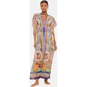 Lipsy Kimono azul oscuro / marrón claro / verde claro / offwhite