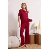 Trendyol Pijama rosa / borgoña