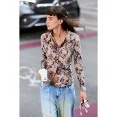 Desigual , Camisa Flocada, Mujer, Poliester, Negro, S