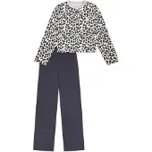 Schiesser Pijama ' Nightwear ' azul oscuro / gris claro / blanco
