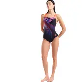 Arena Traje de baño 'Jellyfish Swim Pro Back' azul / rosa / negro