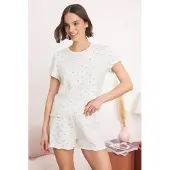 Trendyol Pijama de pantalón corto navy / blanco