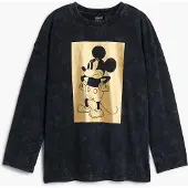 Desigual , Camiseta manga larga Mickey Mouse, NiñOs, Algodon, Negro, 13/14
