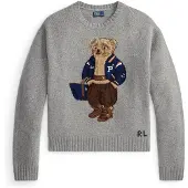 Ralph Lauren para mujer. 211B17771002 Jersey de lana y cachemira con Polo Bear gris (XS), Casual, Manga larga, outlet