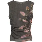Desigual , Camiseta Sin Mangas Knit, Mujer, Poliester, Negro, XS