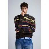 Desigual , Jersey Cenefas Robots, Hombre, MarróN, XL