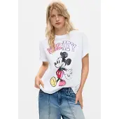 Desigual , Camiseta Mickey, Mujer, Algodon, Blanco, S