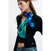 Desigual Pañuelo 'Lacroix' azul cobalto / azul oscuro / negro
