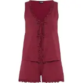 LASCANA Pijama de pantalón corto burdeos
