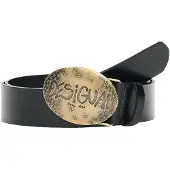 Desigual , Cinturón Piel Hebilla Logo, Cow Leather, Negro, 95