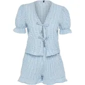 Trendyol Pijama de pantalón corto azul claro / offwhite