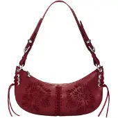 Desigual , Bolso Bordados Mediano, Poliuretano, Rojo, U
