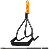 Fiskars Cabezal cultivador manual OneClick con azada + mango de 119-174 cm