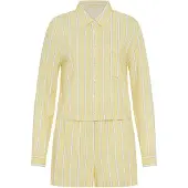 LASCANA Pijama de pantalón corto azul paloma / amarillo / blanco