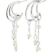 Pilgrim Pendientes 'Lunith' plata / blanco perla