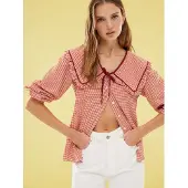 Trendyol Blusa rojo / rojo oscuro / blanco