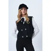 Trend Alaçatı Stili Chaleco negro