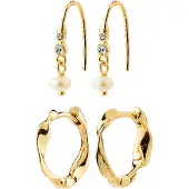 Pilgrim Pendientes 'Morin' oro / transparente / blanco perla