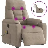 Syfax Sillón reclinable masaje eléctrico tela microfibra gris taupe