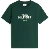 Tommy Hilfiger Camiseta 'Brand Love' verde oscuro / blanco