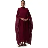 Touche Vestido 'Bat Sleeve Chiffon Dress' borgoña