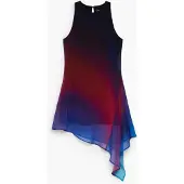 Desigual , Vestido tul asimétrico, Mujer, Poliester, Azul, XS