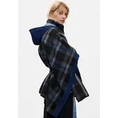 Desigual , Poncho Denim Cuadros, Mujer, Poliester, MarróN, U
