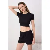 Trendyol Pijama de pantalón corto negro