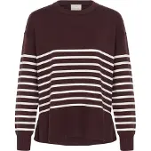 Kaffe Jersey 'Limone' marrón oscuro / blanco