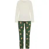 LASCANA Pijama capuchino / verde oscuro / rojo / blanco