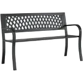 vidaXL Banco de jardín negro, 120 cm, acero